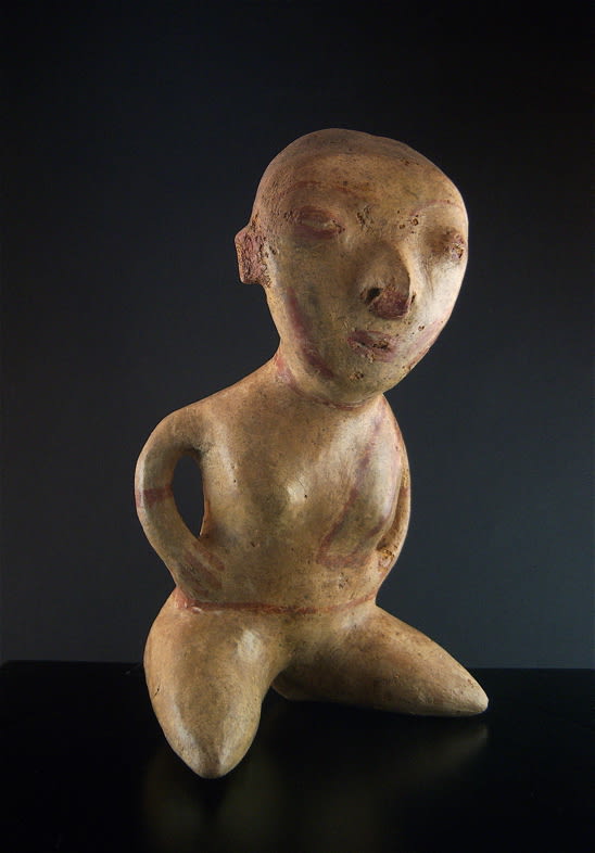 Chinesco Style (Type E) Nayarit Terracotta Sculpture of a Kneeling Figure, 300 BCE - 300 CE