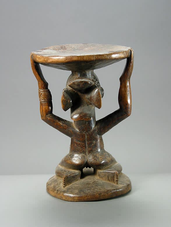 Luba Wooden Caryatid Stool, 20th Century CE