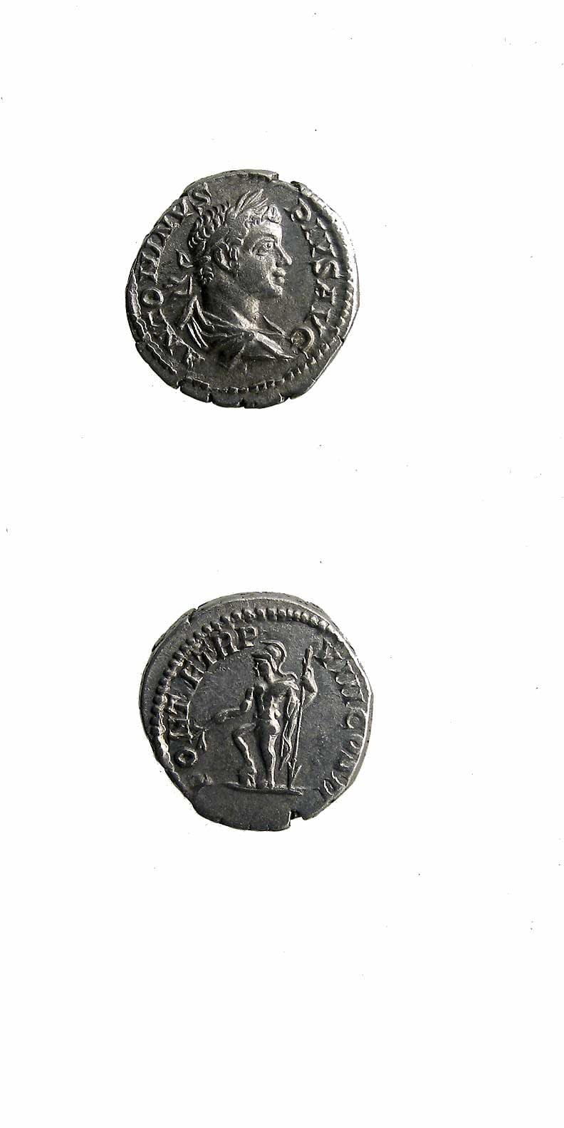 Silver Denarius of Emperor Caracalla, 200 CE - 210 CE
