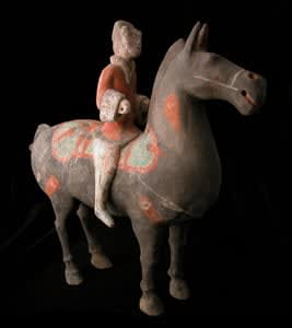 Han Polychrome Horse and Rider, 206 BCE - 220 CE
