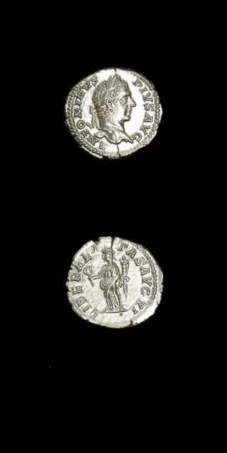 Silver Denarius of Emperor Caracalla, 200 CE - 210 CE