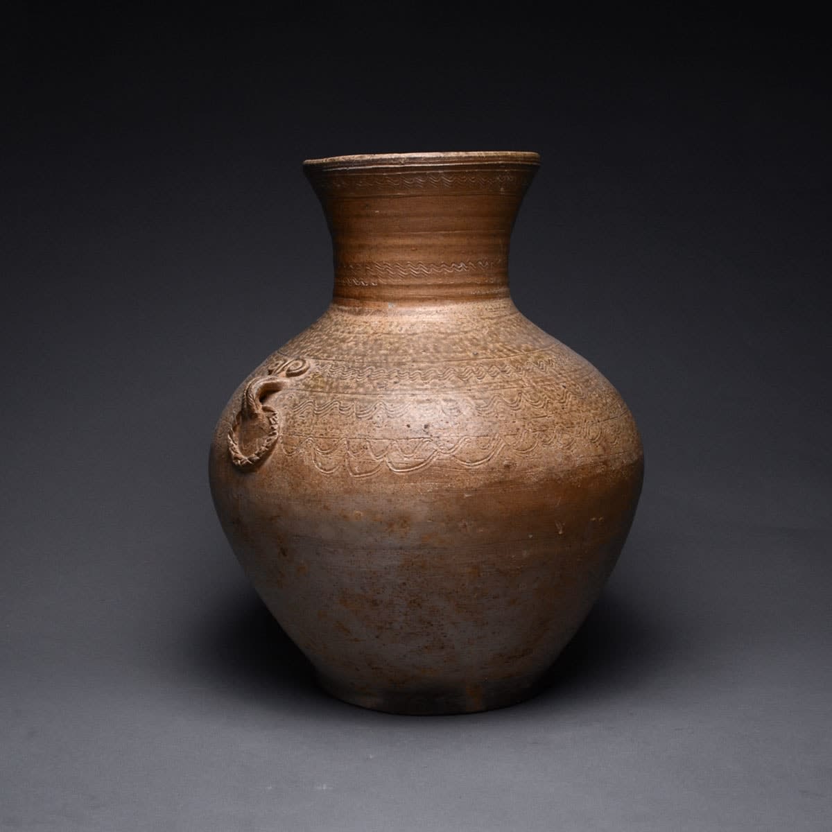 Warring States Terracotta Hu with Incised Decorations, 475 BCE - 221 CE