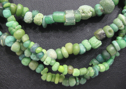 Green Glass Bead Necklace, 100 CE - 1200 CE