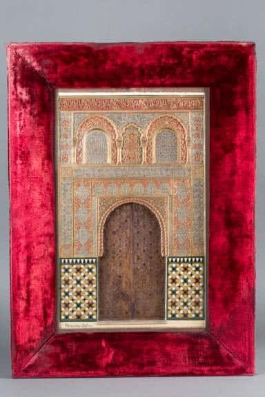 Pair of framed Alhambra plasters representing Alhambra interiors