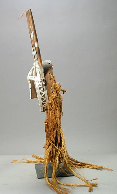 Malinke Wooden N'tomo Mask Covered with Metal and Mirrors, 20th Century CE