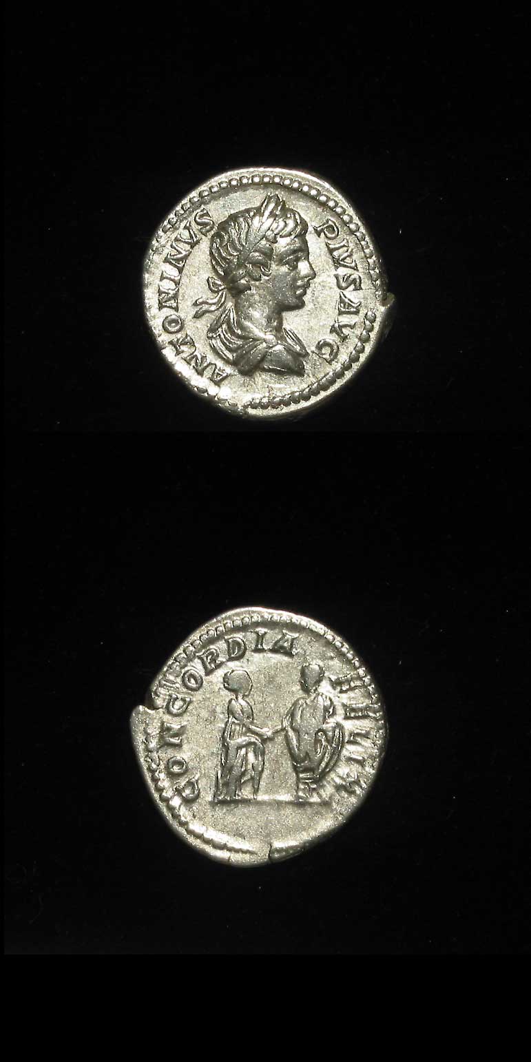 Silver Denarius of Emperor Caracalla, 202 CE