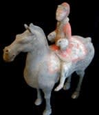 Han Polychrome Horse and Rider, 206 BCE - 220 CE