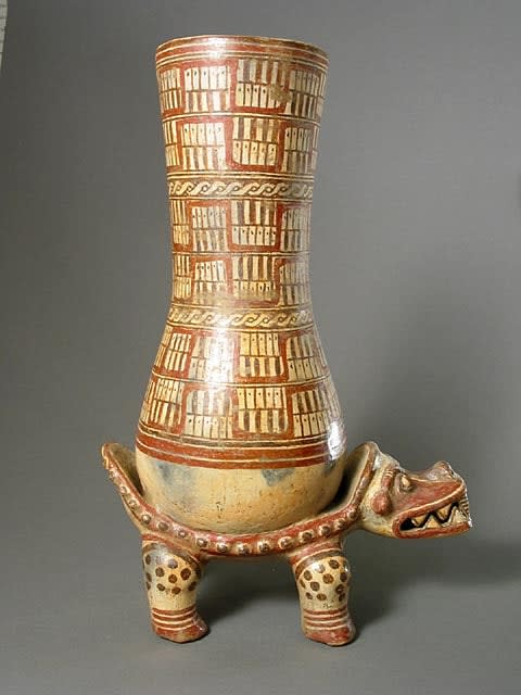 Terracotta Vessel Supported by a Crocodile, 1000 CE - 1550 CE