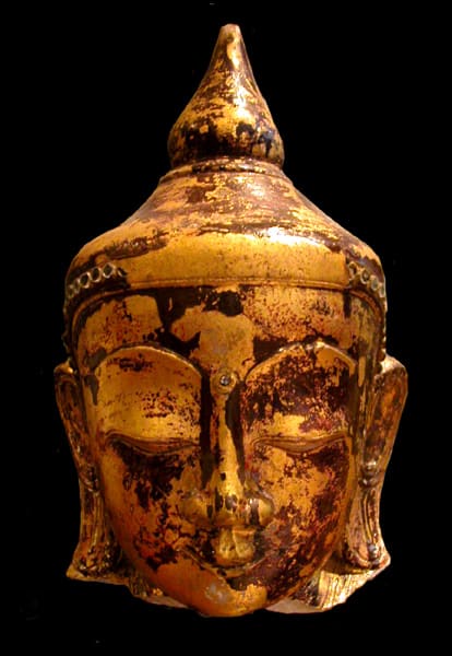 Shan Gilt and Lacquered Marble Head of Buddha, 17th Century CE - 18th Century CE