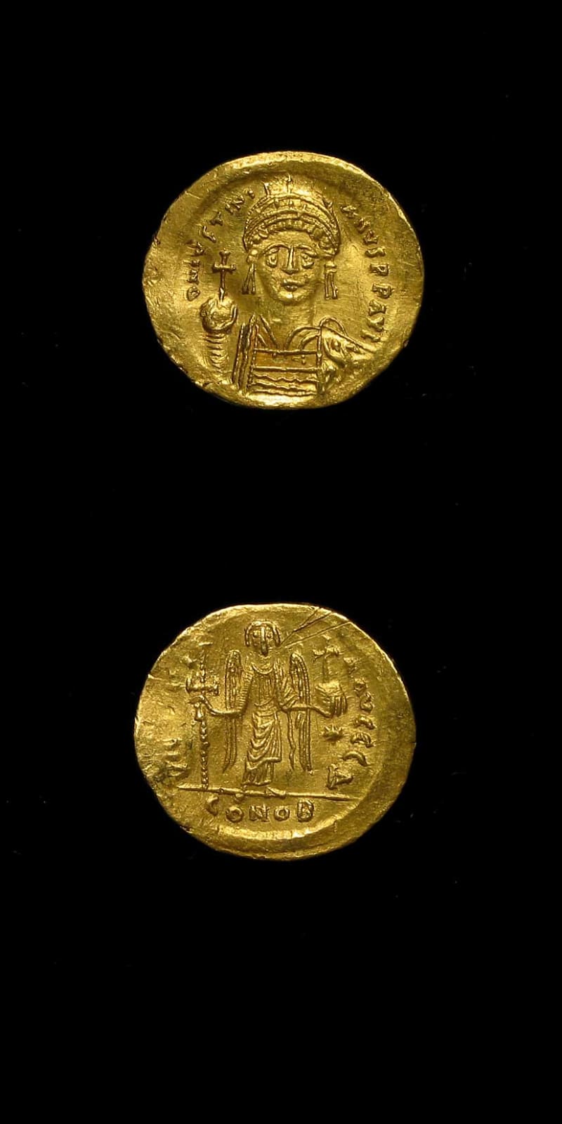 Byzantine Gold Solidus of Emperor Justinian I, 527 CE - 565 CE