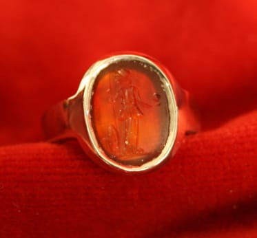 Roman Carnelian Intaglio Depicting Minerva, 100 CE - 300 CE
