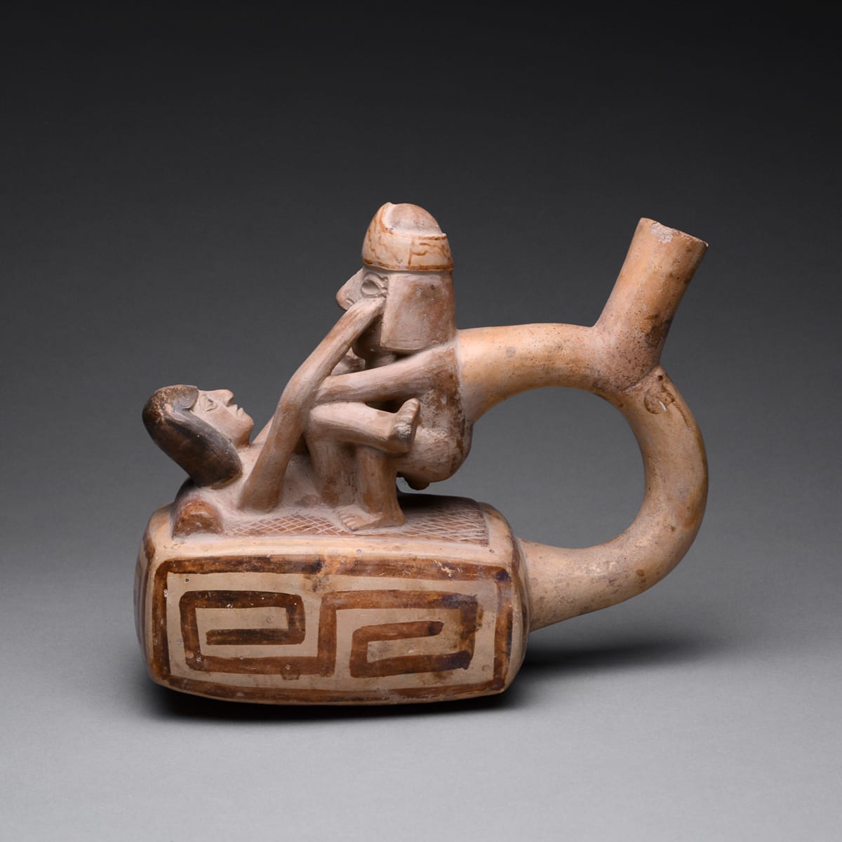 Moche Stirrup Vessel Depicting an Erotic Scene, 1 CE - 500 CE