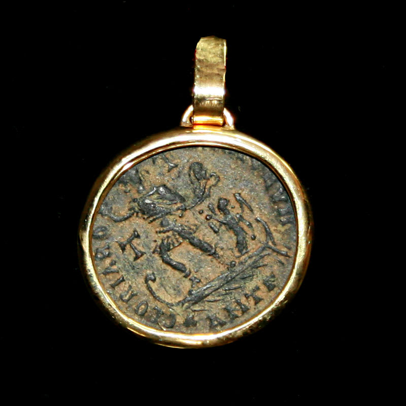 Gold Pendant with Bronze Coin of Emperor Theodosius the Great, 379 CE - 395 CE