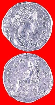 Silver Denarius of Empress Lucilla, 161 CE - 169 CE
