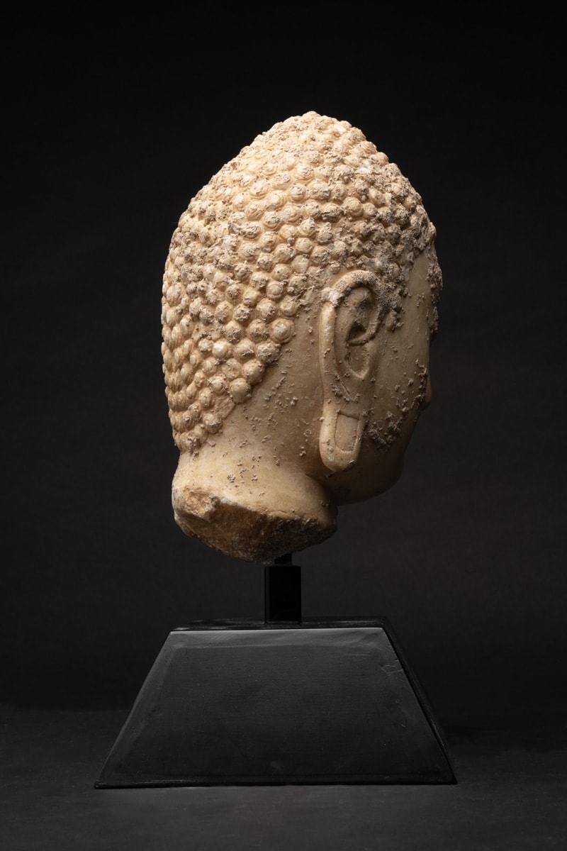 Northern Qi or Sui Marble Head of a Buddha, 550 CE - 618 CE