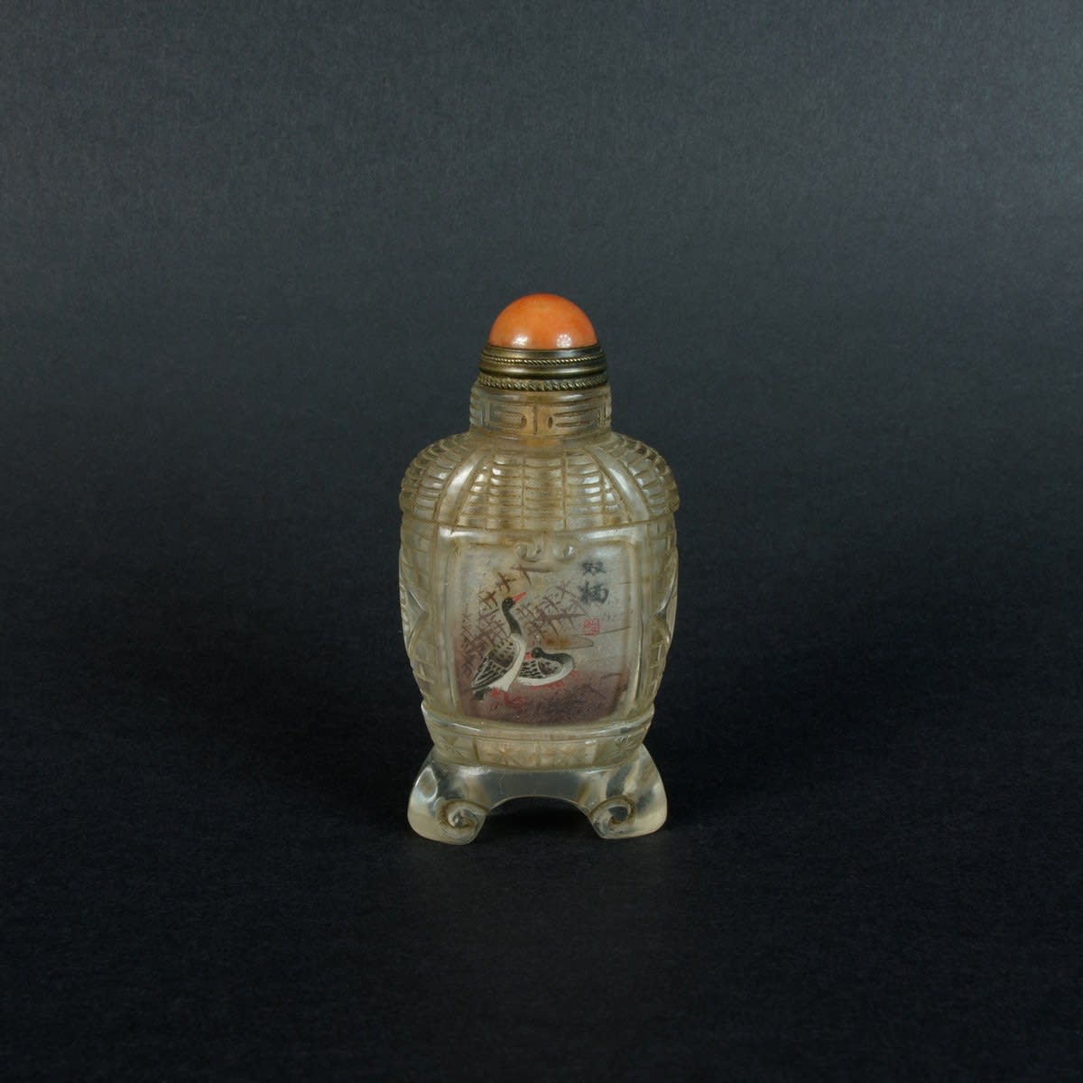 Inside Painted Glass Snuff Bottle painted by Ding Erzhong, 1880 AD to 1912 AD