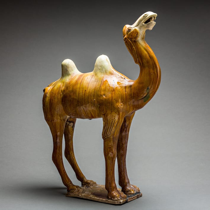Tang Glazed Terracotta Camel and Foreign Groom, 618 CE - 906 CE