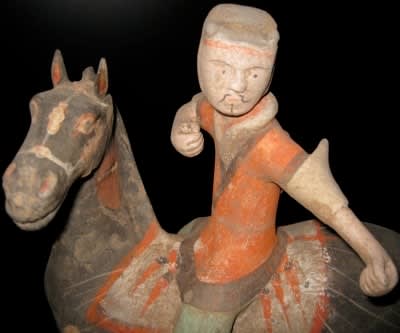 Han Polychrome Horse and Polo Player, 206 BCE - 220 CE