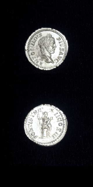 Silver Denarius of Emperor Caracalla, 200 CE - 210 CE