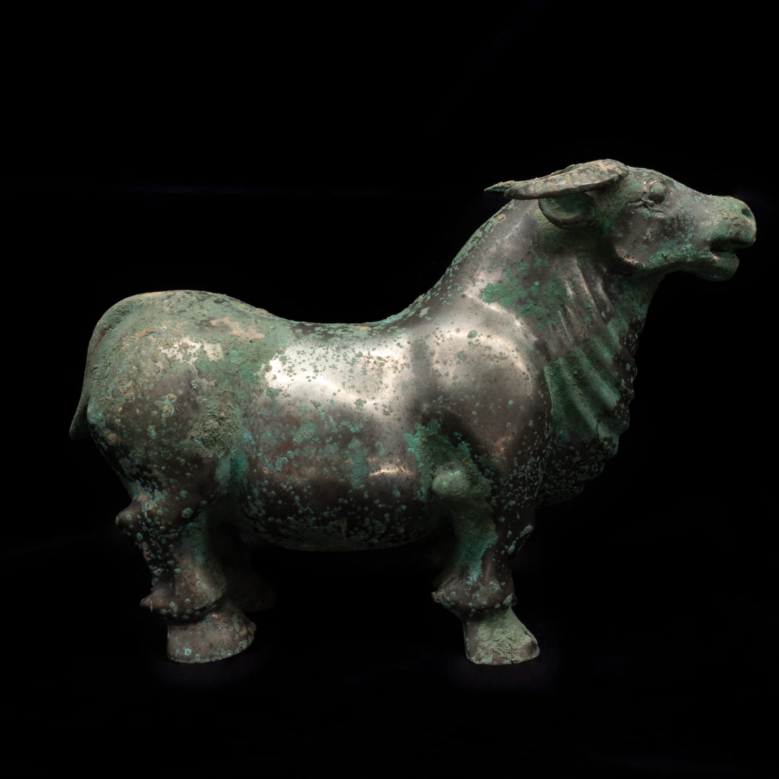 Neo-Elamite Bronze Statue of a Bull plated in Silver, 900 BC to 600 BC
