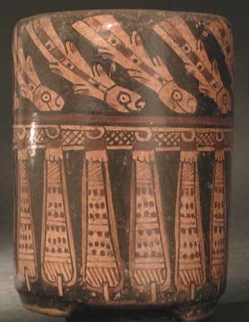Mayan Polychrome Cylindrical Vessel, 500 CE - 900 CE