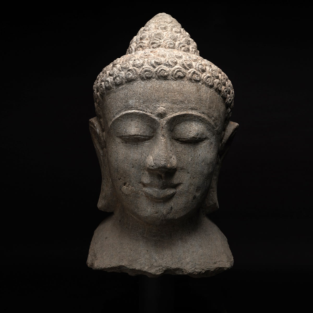 Monumental Javanese Head of the Buddha, Ninth Century AD