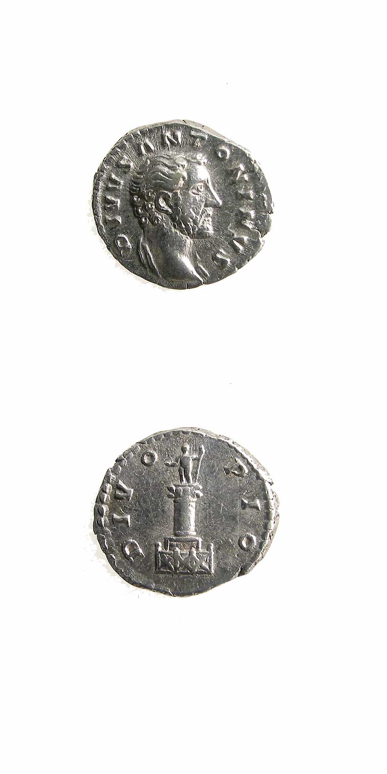 Silver Denarius of Emperor Antoninus Pius Issued Posthumously by Marcus Aurelius and Lucius Verus, 168 CE
