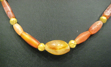 Carnelian& Gold Beaded Necklace, 3000 BCE - 300 CE