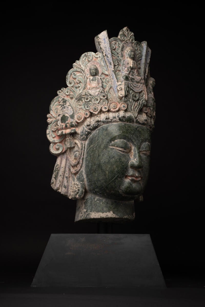 Sui Serpentine Marble Head of a Bodhisattva, 581 CE - 618 CE