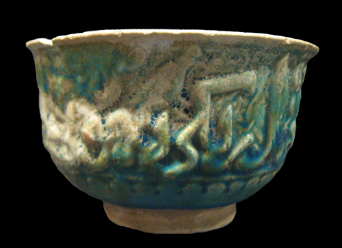 Turquoise Glazed Bowl with Inscriptions, 1100 CE - 1300 CE