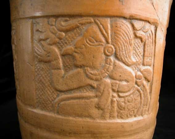 Mayan Molded Cylindrical Vessel, 300 CE - 900 CE