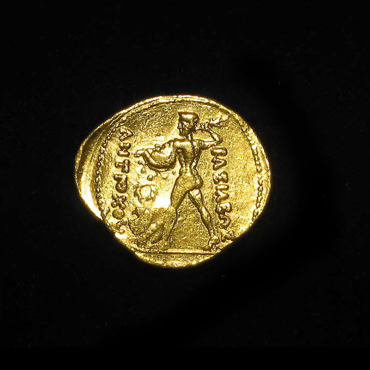 Bactrian Gold Stater of Diodotus I as Satrap under Antiochos II, 255 BCE - 245 CE