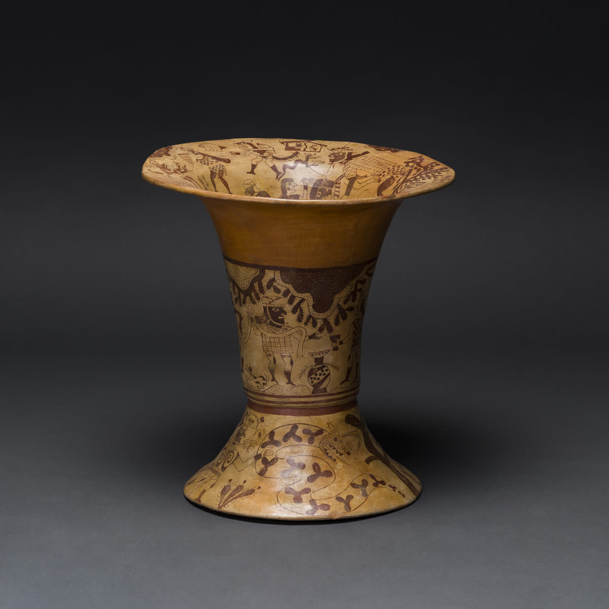 Moche Painted Terracotta Florero Vessel, 400 CE - 800 CE