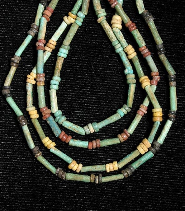 Four Strand Egyptian Faience Bead Necklace, 1900 BCE - 1100 BCE