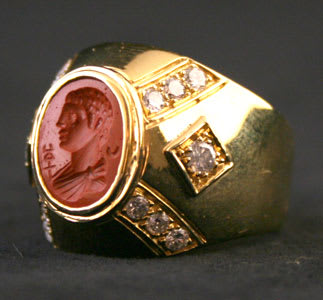 Gold Ring Featuring a Roman Red Jasper Intaglio of Emperor Elagabalus, 218 CE - 222 CE