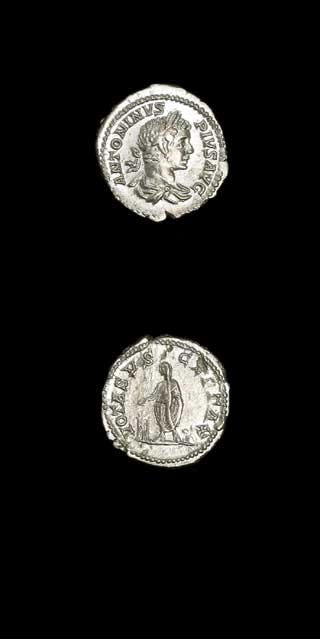 Silver Denarius of Emperor Caracalla, 200 CE - 210 CE