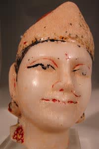 Indian Painted Marble Head of Krishna, 17th Century CE - 18th Century CE