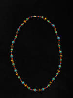 Coral, Tiger's Eye, Sodalite, Silver Bead Necklace