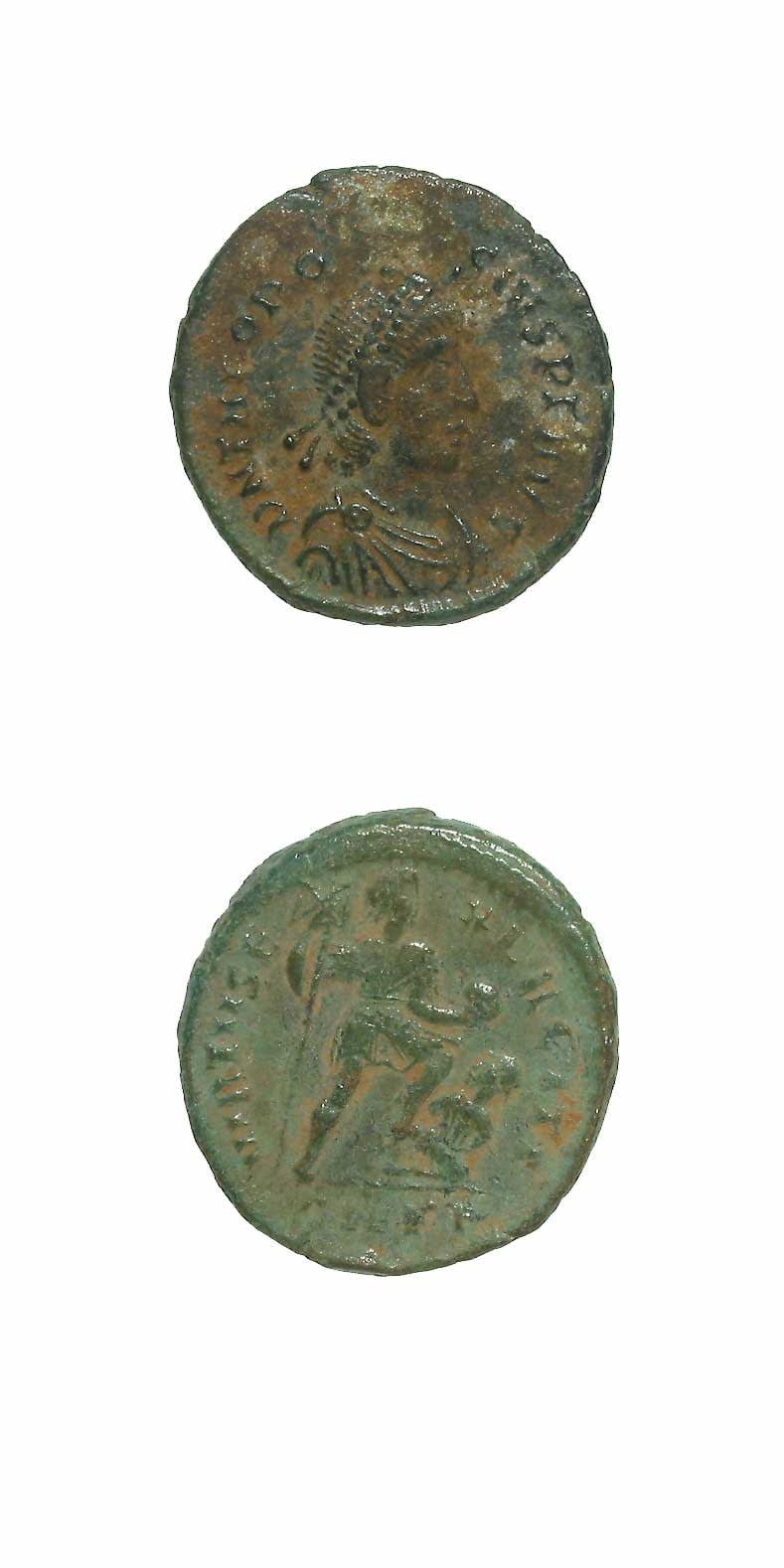Bronze Coin of Emperor Theodosius I, 379 CE - 395 CE