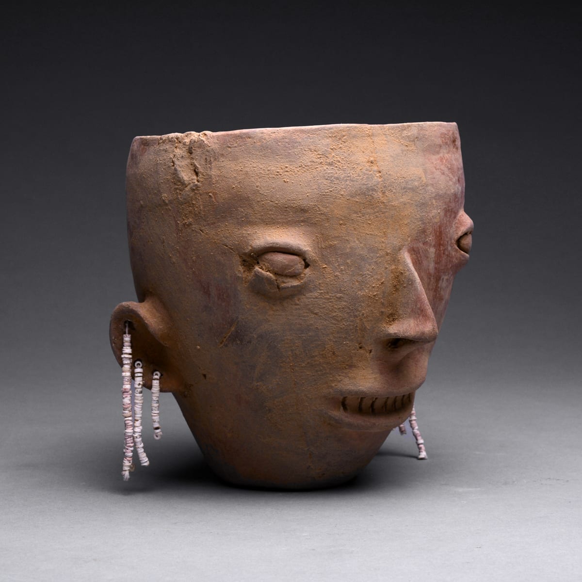 Colima Terracotta Vase in the Form of a Head, 300 BCE - 300 CE
