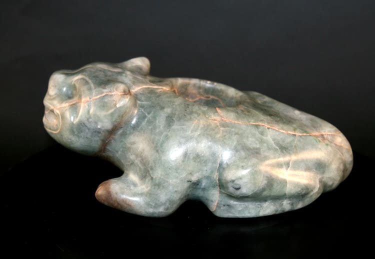 Jade Mace Head in the Form of a Jaguar, 500 BCE - 500 CE
