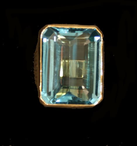 18 Karat Gold Ring Set with a Blue Topaz