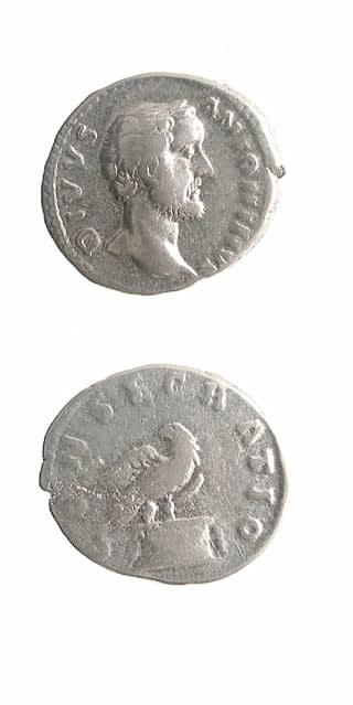 Silver Denarius of Emperor Antoninus Pius Issued Posthumously by Marcus Aurelius and Lucius Verus, 161 CE