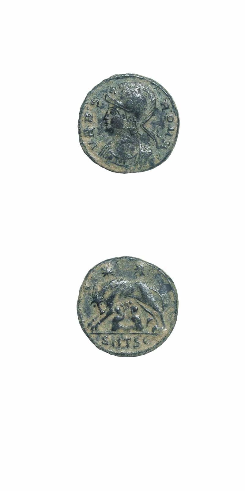 Bronze Coin Commemorating Rome Issued Anonymously During the Reign of Constantine I the Great, 330 CE - 346 CE