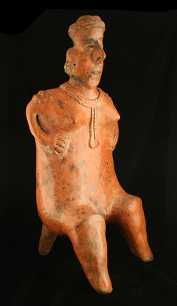 San Sebastián Style Nayarit Terracotta Sculpture of a Seated Woman, 300 BCE - 300 CE