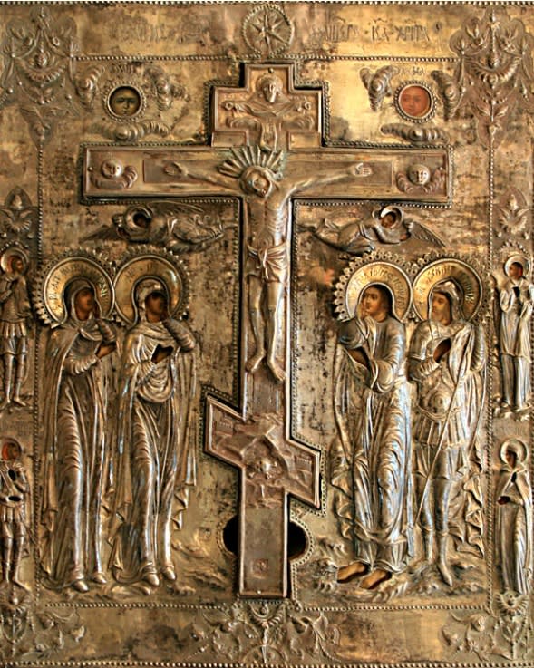 Russian Icon Depicting Christ Crucifixion, 1850 CE - 1910 CE