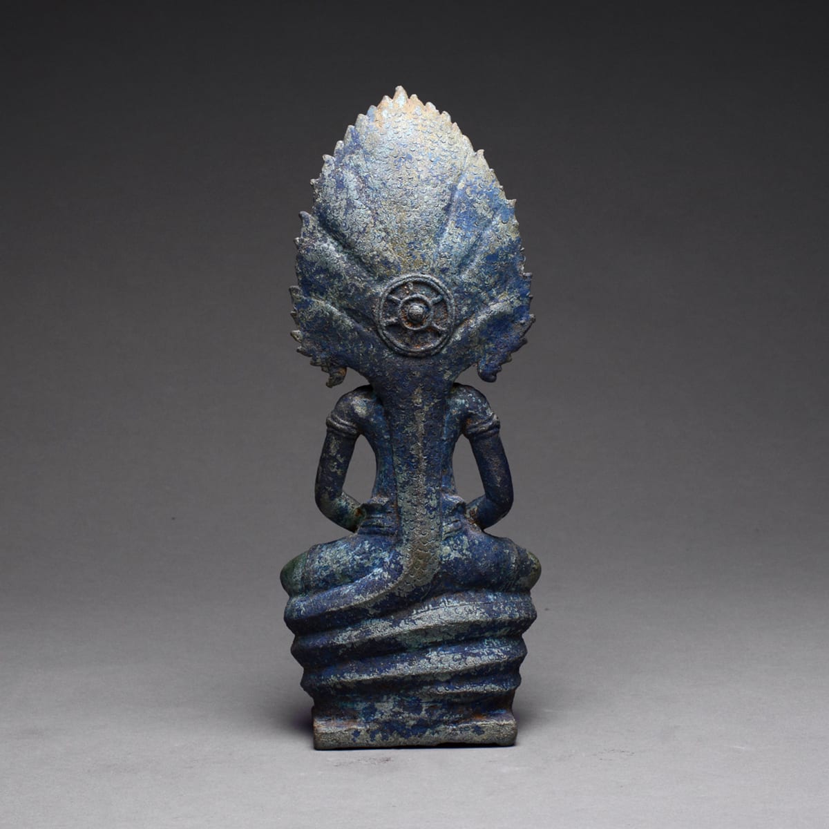 Khmer Bronze Sculpture of Buddha Seated on Naga, 13th Century CE