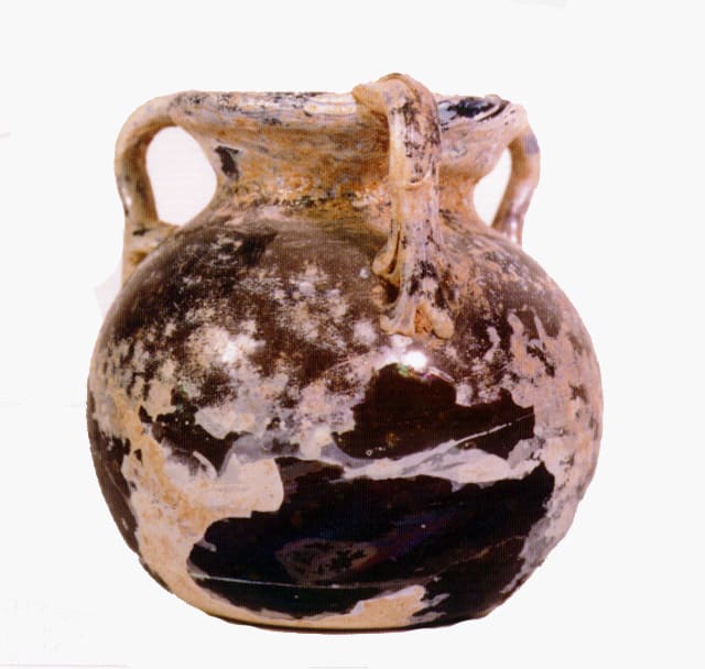 Roman Glass Jar with Three Handles, 3rd Century CE - 4th Century CE