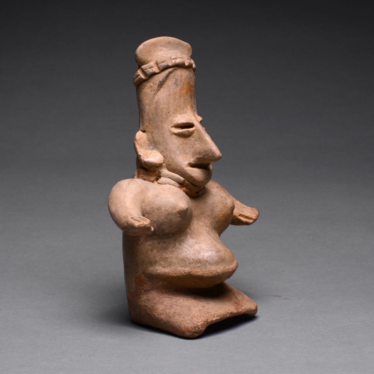 San Juanito Style Jalisco Terracotta Sculpture of a Seated Pregnant Woman, 300 BCE - 300 CE