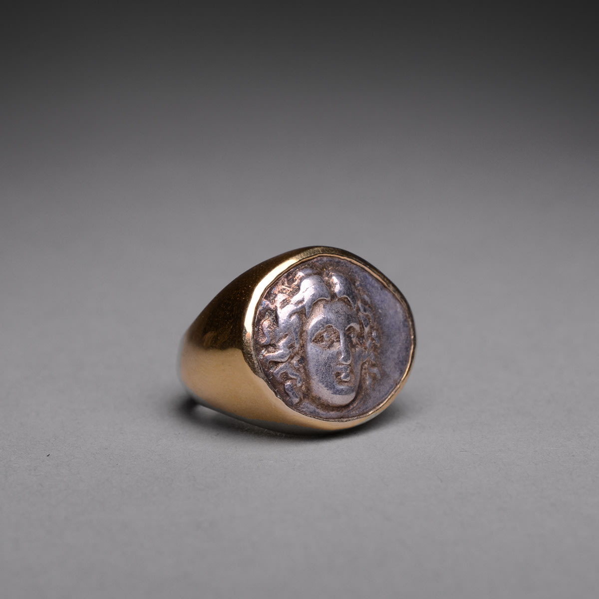 Gold Ring Featuring a Silver Didrachm from the Island of Rhodes, 300 BCE - 200 CE